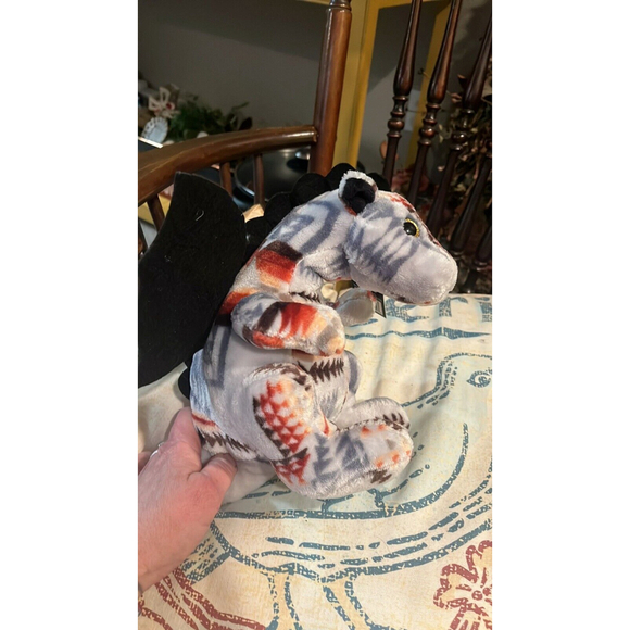 12 In NWT Stuffed Animal Grey Dragon Western Print NWT By Nativo - Picture 3 of 8